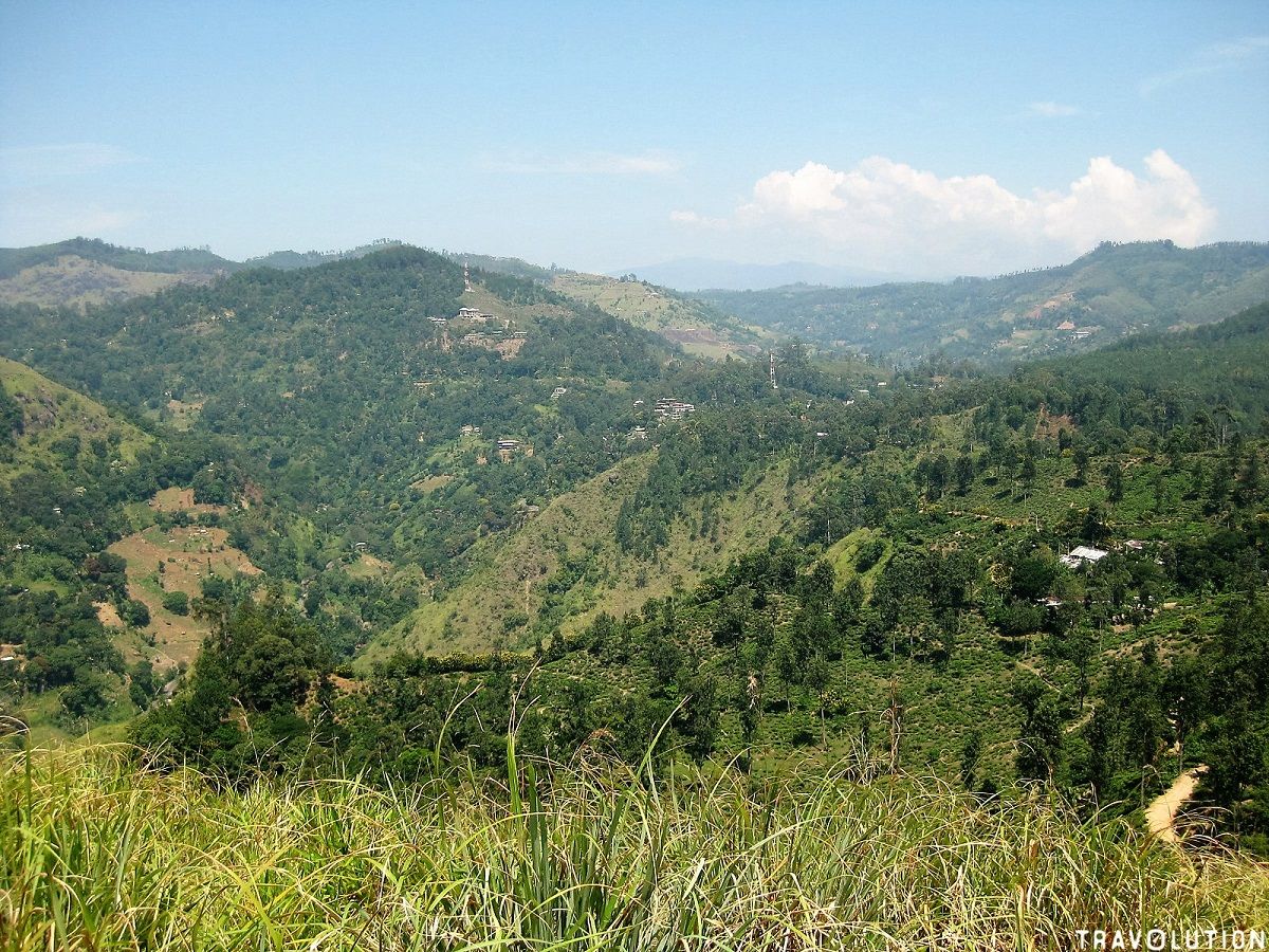 View from Ella Rock over the green hills and tea plantations surrounding Ella, Sri Lanka