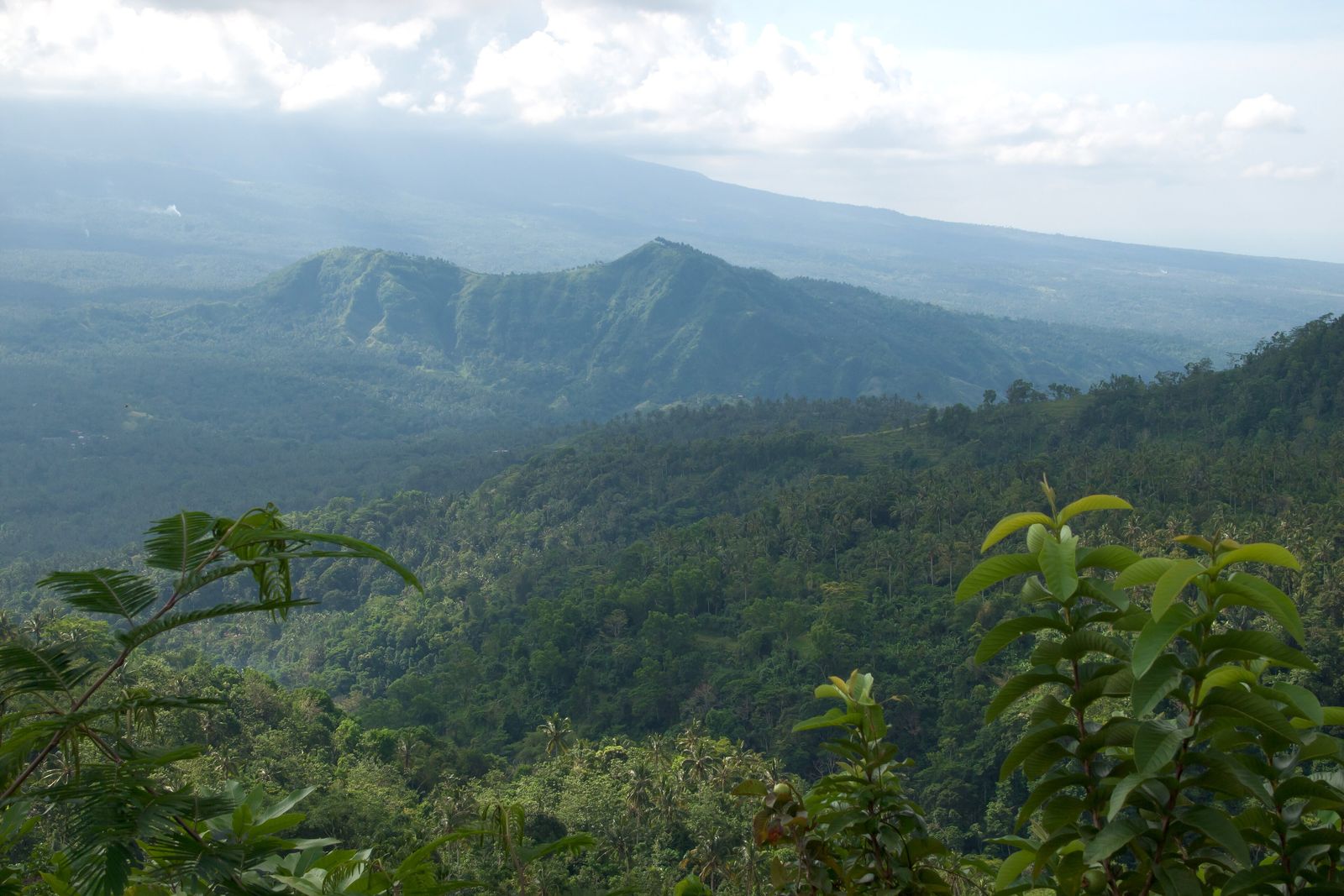 Mount Agung volcano rising above the Sidemen valley in East Bali